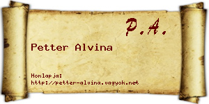 Petter Alvina névjegykártya